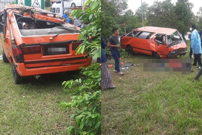 Van yang dinaiki 13 individu termasuk kanak-kanak terbalik dalam kejadian di Kilometer 6.7 SKVE menghala ke Plaza Tol Ayer Hitam di Sepang pada Rabu.