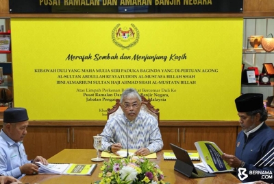 Yang di-Pertuan Agong Al-Sultan Abdullah Ri’ayatuddin Al-Mustafa Billah Shah berkenan berangkat ke sesi sembah taklimat persiapan bencana dan banjir di Pusat Ramalan dan Amaran Banjir Negara (PRABN), Jabatan Pengairan dan Saliran (JPS), Ampang pada Khamis.