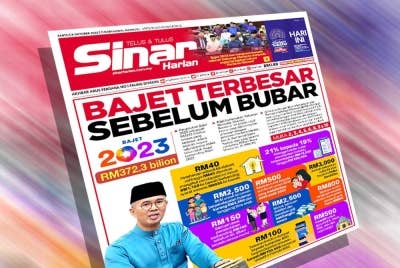 Muka depan Sinar Harian pada Sabtu.