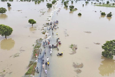 Sejak Mei, pihak berkuasa Nigeria telah mengeluarkan amaran banjir buruk kepada 32 daripada 36 negeri dan wilayah di negara itu. Foto: AFP. 