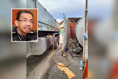 Sebuah lori dan peralatan penyambungan yang dirampas dalam operasi berkenaan. - Foto KPDNHEP (Gambar kecil: Azman Adam)