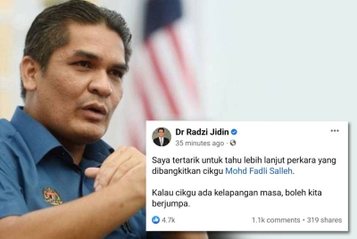 Hantaran Mohd Radzi di Facebook beliau pada Ahad.