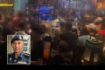 Polis dan JHEAINPP menyerbu sebuah premis hiburan di Lebuh Chulia pada malam Ahad. Gambar kecil: Soffian