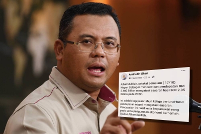 Amirudin berkongsi pendapatan Selangor setakat Isnin.