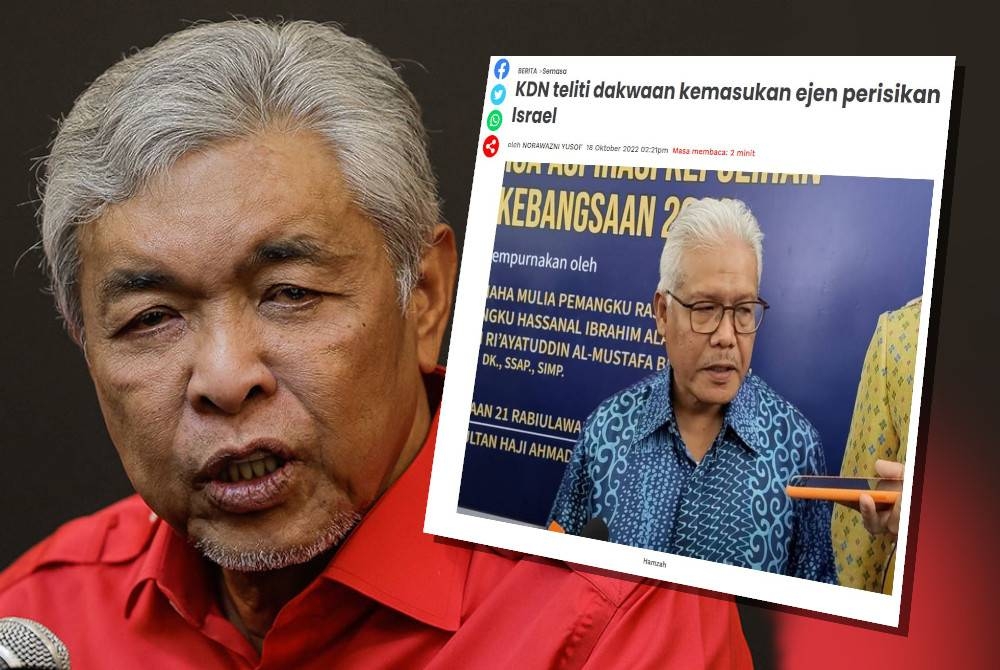 Laporan Sinar Harian pada Selasa. Gambar kiri: Ahmad Zahid