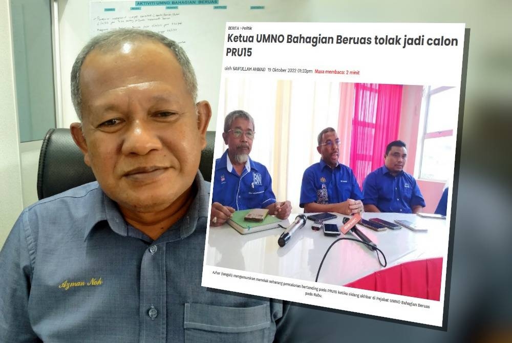 Azman menyifatkan tindakan Ketua UMNO Bahagian Beruas tidak bertanding pada PRU15 sebagai luar biasa dan berjiwa besar.