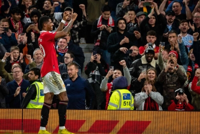 Rashford pencetus tiga mata Manchester United ketika menjinakkan West Ham United di Old Trafford. FOTO: AGENSI