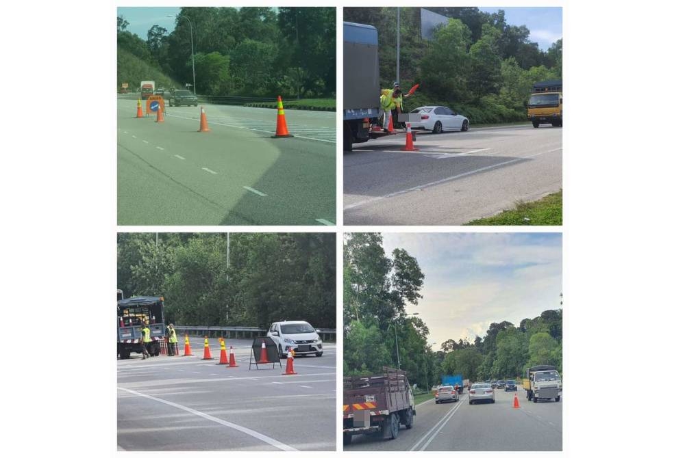 Pelaksanaan aliran kontra bagi atasi masalah kesesakan trafik di Persiaran Mokhtar Dahari. - Foto FB Izham Hashim.