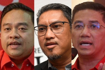 Dari kiri: Wan Saiful, Ahmad Faizal, Mohamed Azmin