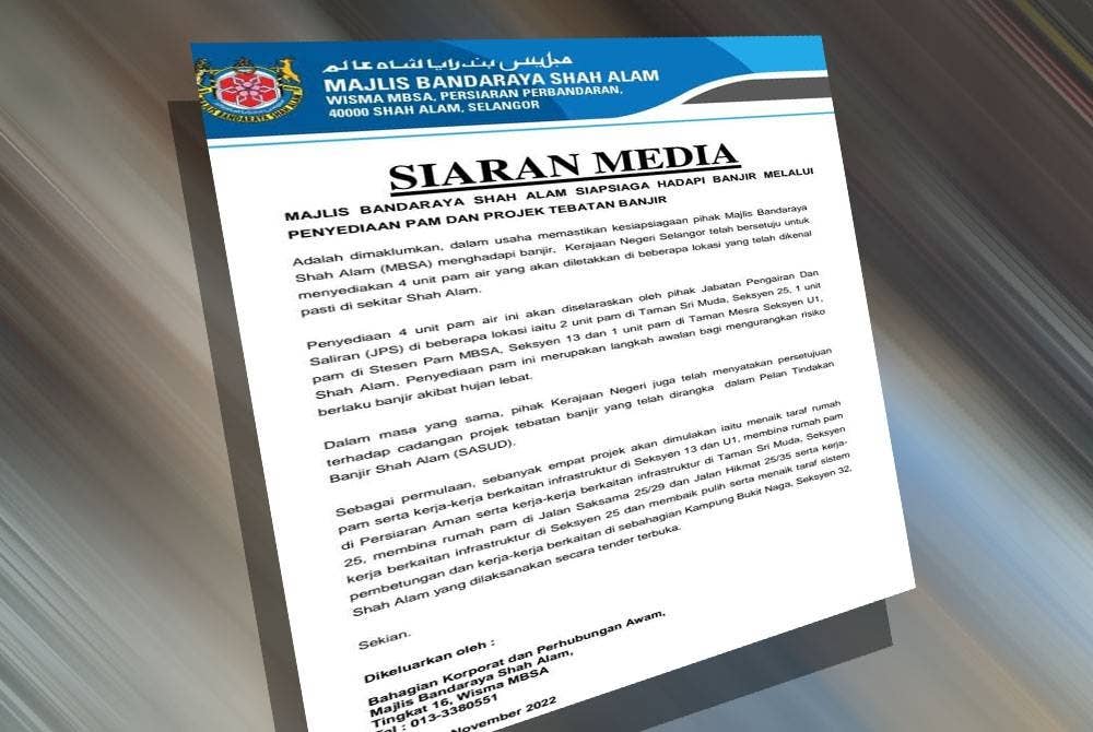 Kenyataan MBSA pada Khamis.