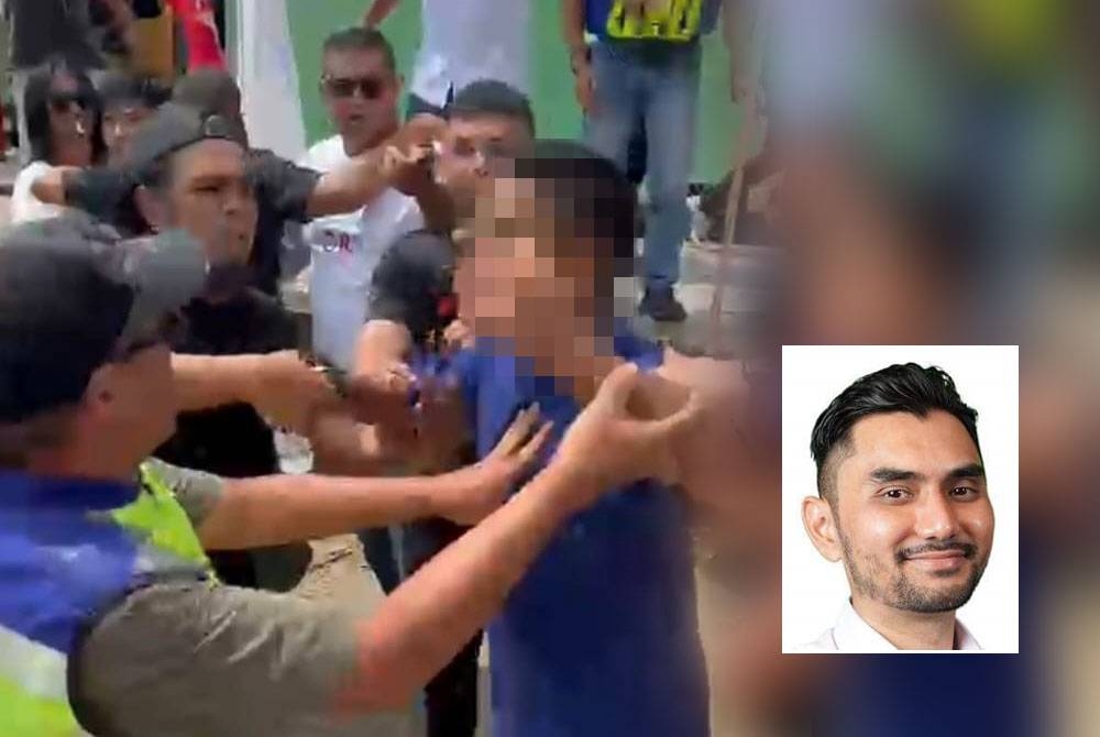 Seorang lelaki didakwa penyokong GRS hadir pada program Warisan yang dihadiri Presidennya, Datuk Seri Mohd Shafie Apdal di Kampung Sundang, Batu Sapi. Gambar kecil: Khairul Firdaus