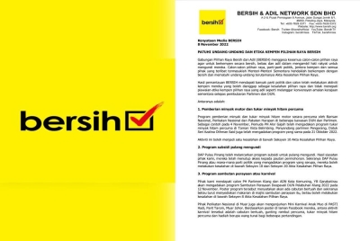 Kenyataan akhbar Bersih pada Selasa.