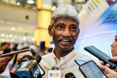 Rajagobal ketika ditemui media selepas Majlis Pelancaran Bola Rasmi Piala Dunia 2022 Qatar Adidas Al-Rihla di Petaling Jaya pada Khamis. - Foto Bernama