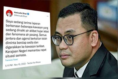 Amirudin memuat naik kenyataan di Twitter pada Khamis.