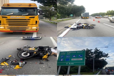 Seorang penunggang motosikal maut dalam kemalangan melibatkan dua kenderaan di KM6.6 Lebuhraya Elite pada pagi Jumaat.