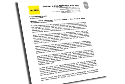 Tangkap layar siaran media Bersih