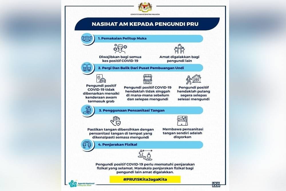 KKM memuat naik hantaran nasihat am kepada pengundi PRU di Facebook pada Ahad