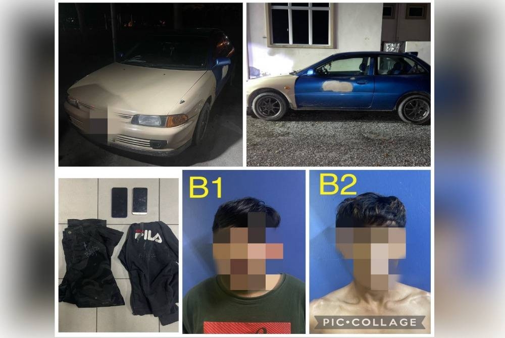 Polis merampas sebuah kereta, telefon bimbit dan pakaian yang dipakai oleh suspek untuk siasatan lanjut. - Foto PDRM