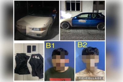 Polis merampas sebuah kereta, telefon bimbit dan pakaian yang dipakai oleh suspek untuk siasatan lanjut. - Foto PDRM