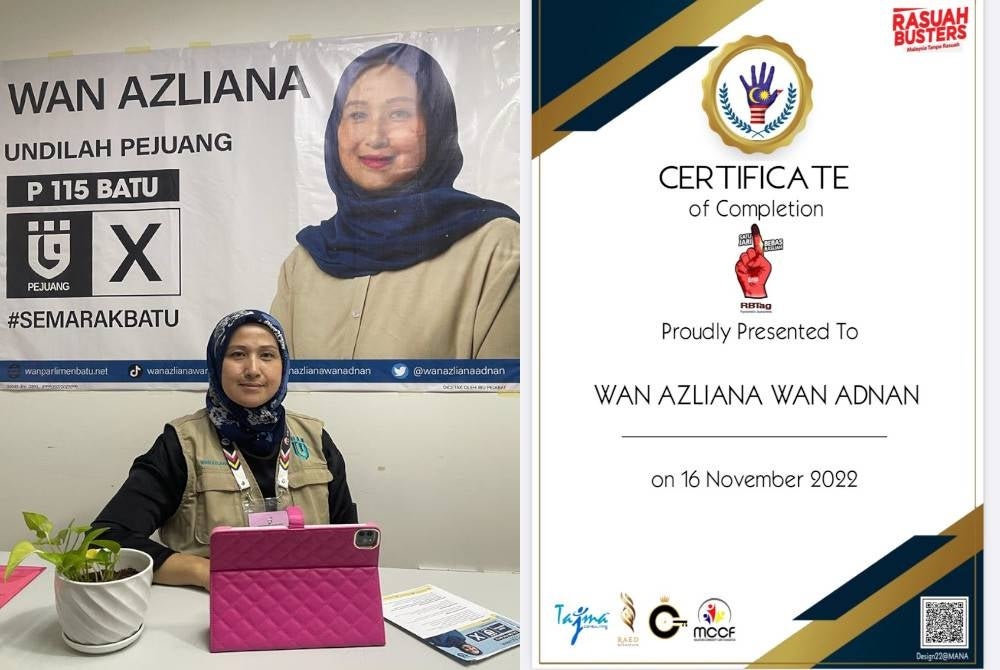 Wan Azliana bergambar sebelum menjalani ujian psikometrik RBTag secara dalam talian pada Rabu. Sijil ujian psikometrik RBTag yang diperoleh Wan Azliana setelah menduduki ujian itu pada Rabu.