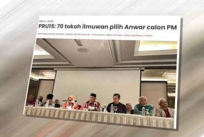 Laporan Sinar Harian mengenai kumpulan profesor Melayu dikenali sebagai G70 menyokong Anwar sebagai calon Perdana Menteri.