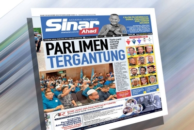 Laporan muka depan Sinar Ahad.