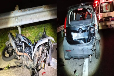 Keadaan kenderaan yang terlibat dalam kemalangan itu. - Foto ihsan PDRM