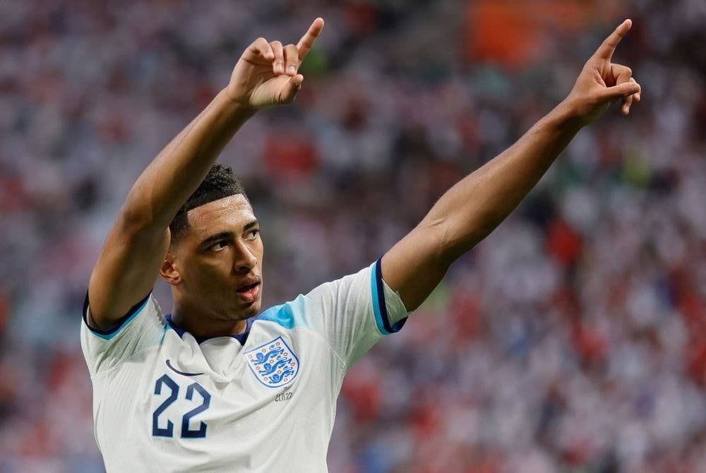 Bellingham meledak satu gol ketika membantu England mengalahkan Iran 6-2. - Foto EPA