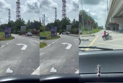 Video tular memaparkan aksi berbahaya penunggang motosikal ketika dikejar kereta peronda polis.