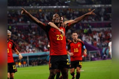 Batshuayi peledak gol tunggal Belgium ketika menjinakkan Kanada 1-0 dalam perlawanan Kumpulan F Piala Dunia Qatar 2022 di Stadium Ahmad bin Ali Stadium, Doha. - Foto EPA