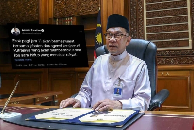 Anwar dan ciapan di laman Twiiter nya pada Sabtu