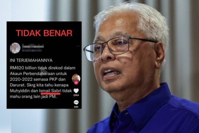 Ismail Sabri menafikan dakwaan bahawa pakej rangsangan tidak direkodkan dalam akaun kerajaan dari tahun 2020 hingga 2022.