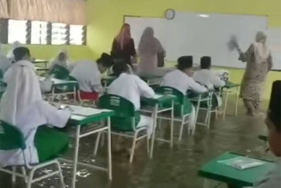 Tangkap layar video yang dikongsi di media sosial didakwa berlaku di SRA Sungai Balak, Kajang pada Khamis.
