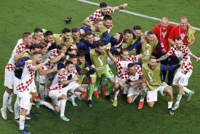 Pemain Croatia meraikan kejayaan mara ke peringkat kalah mati.