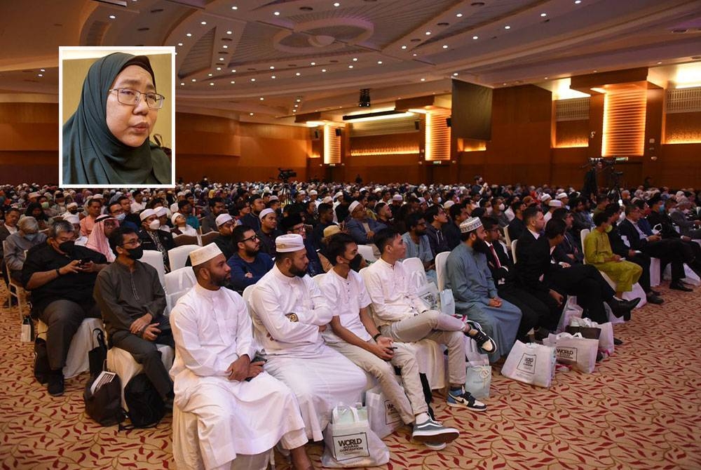 Peserta dari dalam dan luar negara mengikuti WQC 3.0 bertajuk 'Coping With Challenges Surah Al-Sajdah' di Dewan Perdana MITI, Kuala Lumpur pada Sabtu. Gambar kecil: Marhaini - Foto SINAR HARIAN/RAFEQ REDZUAN (Gambar kecil: Marhaini)