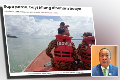 Pada Khamis, Sinar Harian melaporkan seorang kanak-kanak lelaki hilang selepas disambar buaya dalam kejadian di perairan Markas Operasi Pasukan Gerakan Marin di Lahad Datu. (gambar dalam : Jafry)