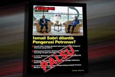 JPM pada Rabu nafi poster tular Ismail Sabri dilantik Pengerusi Petronas. - Foto Facebook JPM