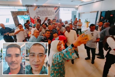 Rodziah mengambil gambar bersama bekas pemain Selangor. (Gambar kecil: Shahril, Ismail)