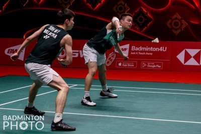 Aaron-Wooi Yik tewas kepada pilihan keempat kejohanan, Liu Yu Chen-Ou Xuan Yi dari Chinadalam perlawanan selama 66 minit di Arena Nimibutr pada Khamis. - Foto FB Badminton Association of Malaysia - BAM