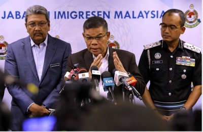 Saifuddin Nasution dalam sidang akhbar menerusi lawatan kerja di Ibu Pejabat Jabatan Imigresen Malaysia, Putrajaya di sini pada Jumaat.