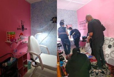 Jabatan Kesihatan Negeri Selangor menyerbu sebuah rumah di Sungai Way, Petaling Jaya pada Khamis dan menahan tiga lelaki Indonesia kerana menawarkan rawatan gigi secara haram