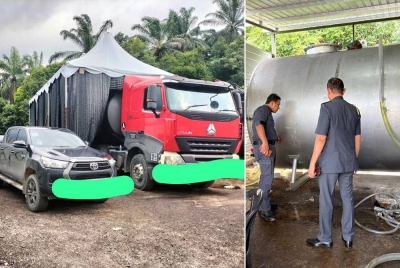 Premis yang dipercayai terlibat kegiatan penyelewengan diesel bersubsidi di Jalan Sungai Lalang, Semenyih diserbu pada Rabu.