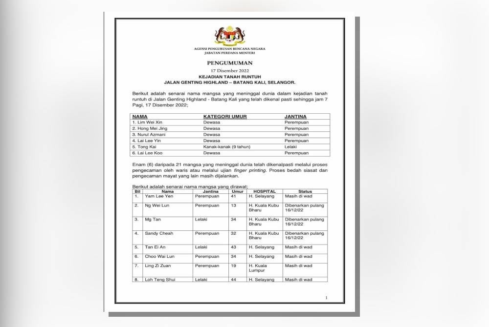 Kenyataan akhbar oleh Nadma pada Sabtu.