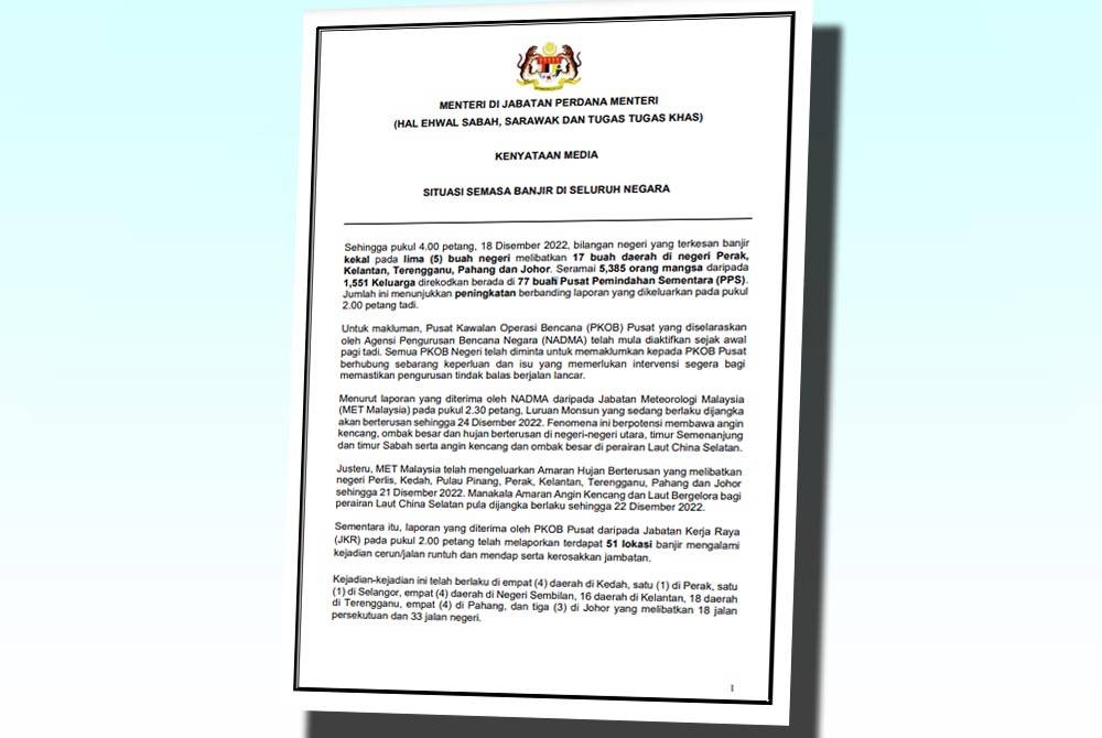 Kenyataan akhbar oleh Armizan pada Ahad.