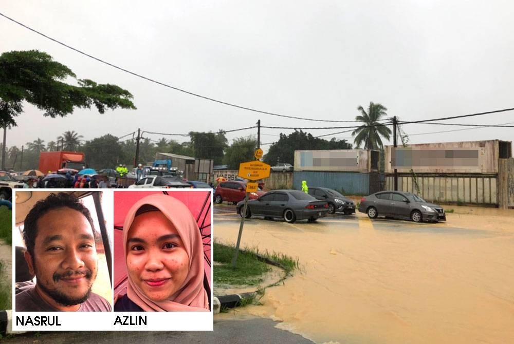 Pengguna terpaksa memakir kenderaan mereka susulan laluan dilimpahi air sungai di laluan utama Kuala Krai-Gua Musang di Kampung Sungai Durian pada Isnin.