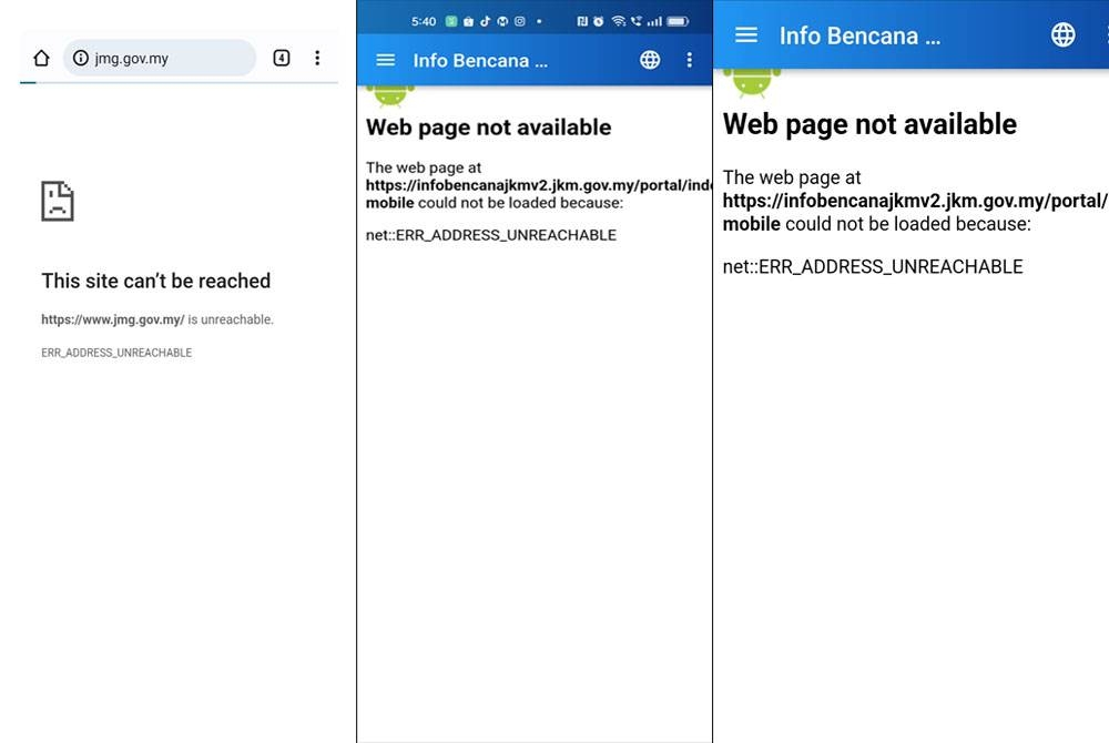 Laman sesawang dan aplikasi agensi kerajaan mengalami gangguan capaian.