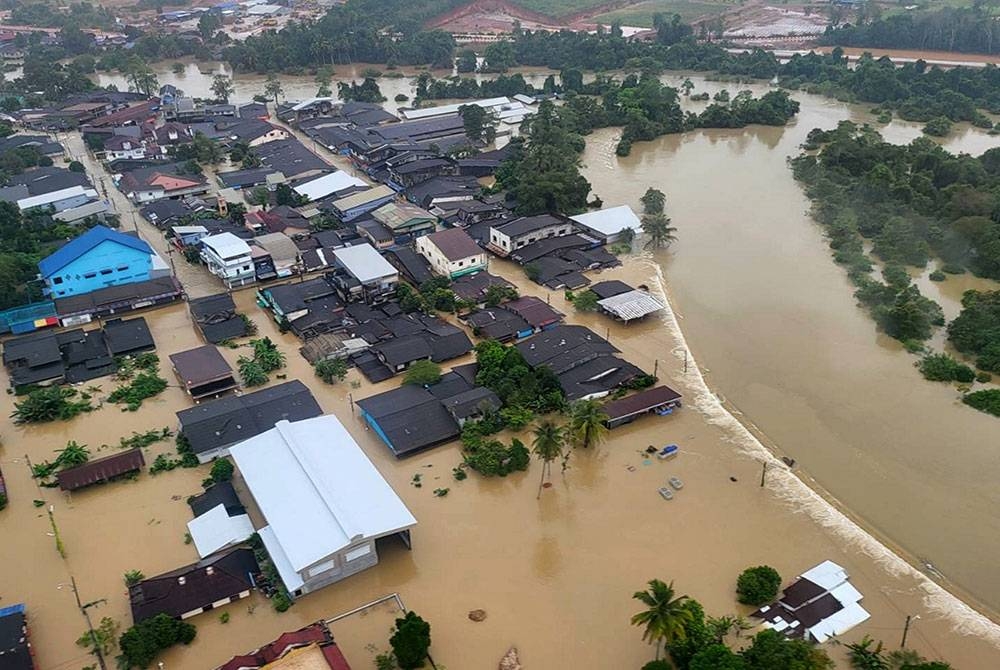 Situasi banjir di Sungai Kolok, Narathiwat. Foto Bernama
