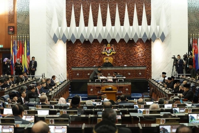 Suasana di dalam Dewan Rakyat pada Mesyuarat Pertama Penggal Pertama Majlis Parlimen ke -15 Dewan Rakyat di Bangunan Parlimen pada Isnin. Foto Bernama