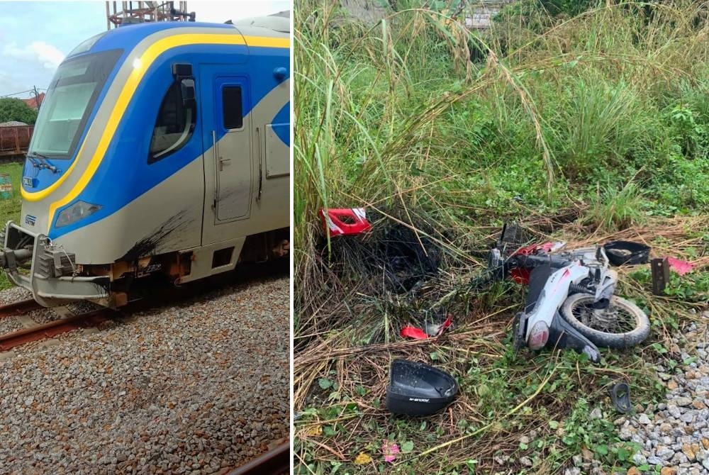 Un jeune homme a failli être tué lorsqu'il a été heurté par les transports en commun alors qu'il traversait la voie ferrée à l'aide d'une moto lors d'un incident à Kampung Chap Rimau, Tanah Merah jeudi.
