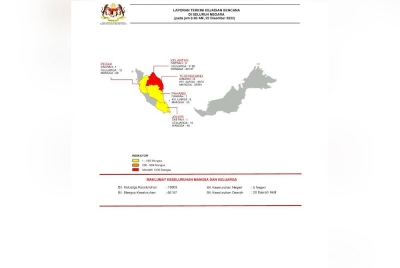 Situasi banjir di seluruh negara sehingga jam 6 pagi Khamis.